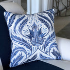 Indigo Morris Thistle Botanical Indoor/Outdoor Throw Pillow