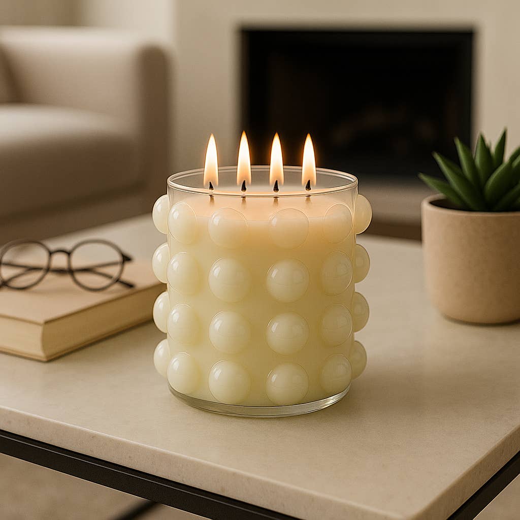 Supersized Candle & Reusable Vessel - Ivory Glass After Hours Bubble, 102 Oz