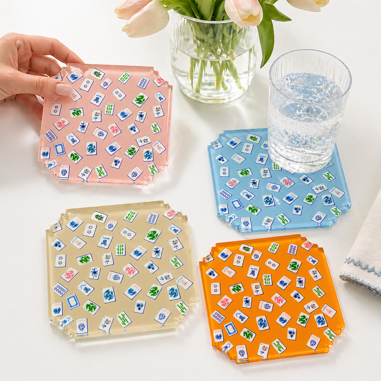 Hudson Mahjong Tile Boxed Coaster Set
