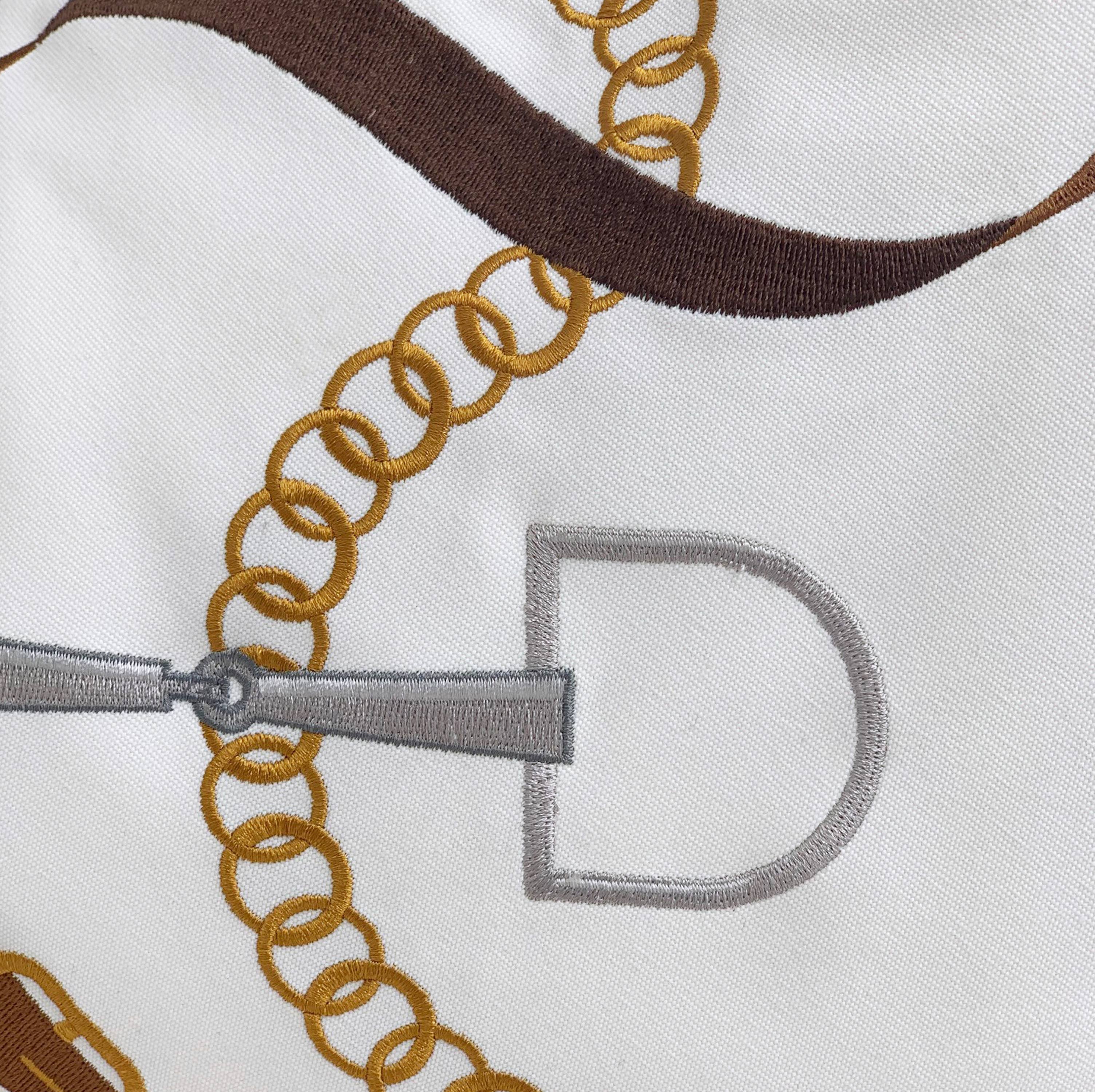 English Tack Embroidered Pillow