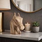 Hand-Carved Wooden Horse Head Sculpture