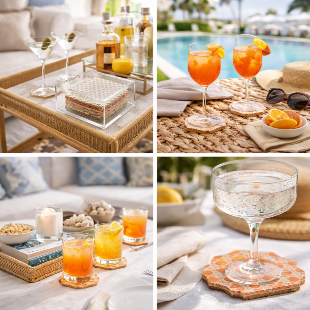 Hudson Rattan Coaster Set