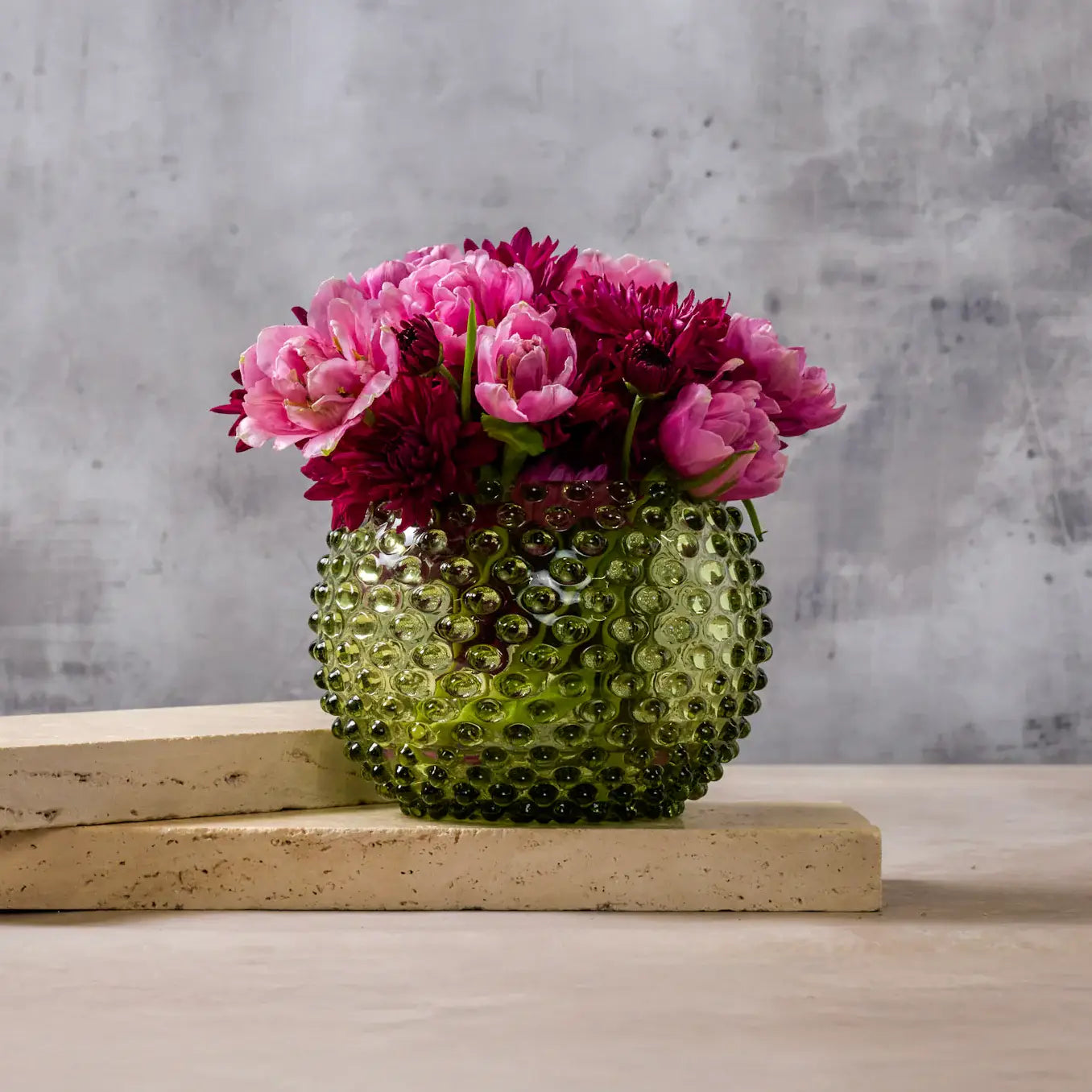 Hudson Hobnail Handblown Crystal Vase – Moss Secondary image