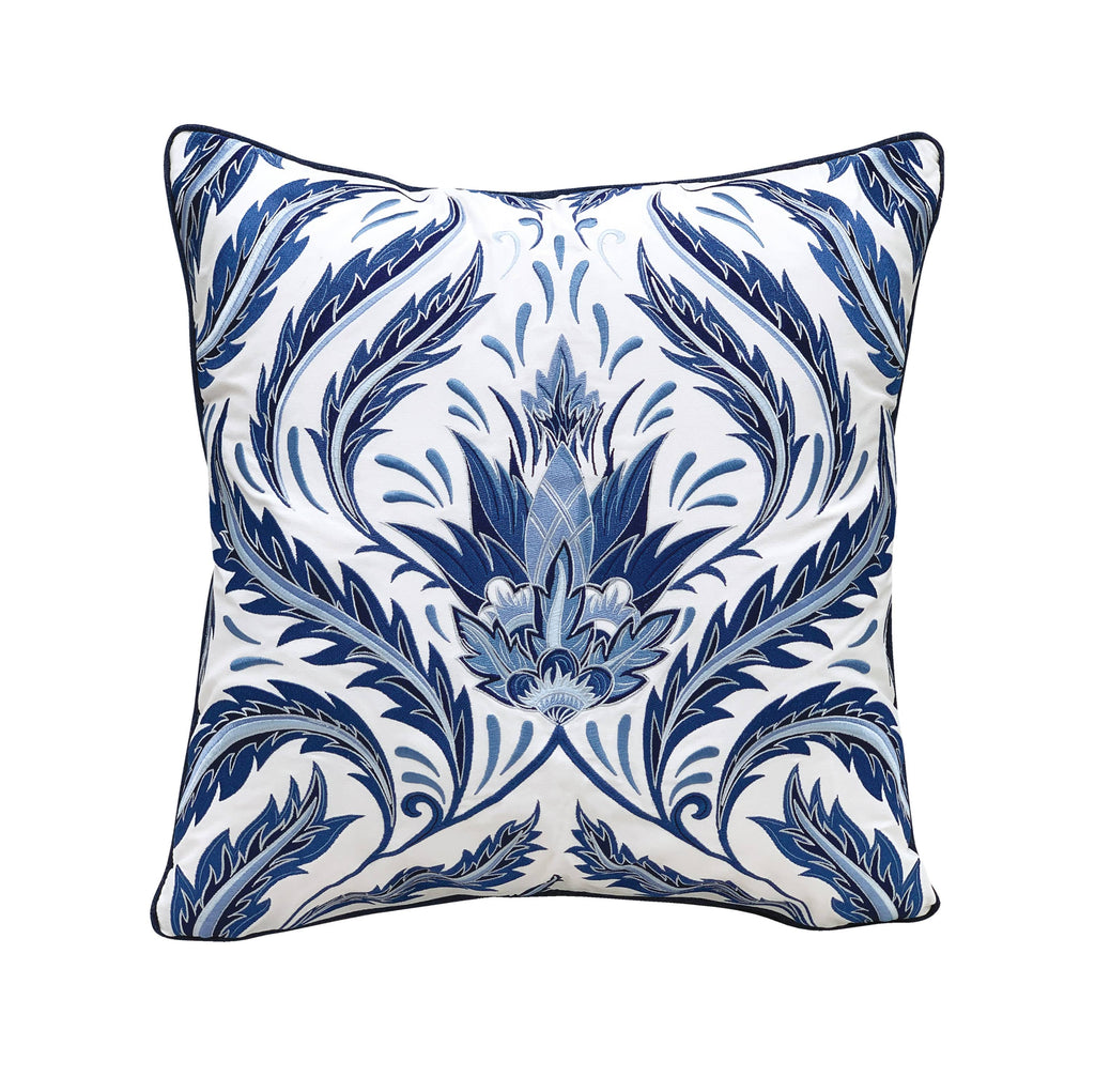 Indigo Morris Thistle Botanical Indoor/Outdoor Throw Pillow