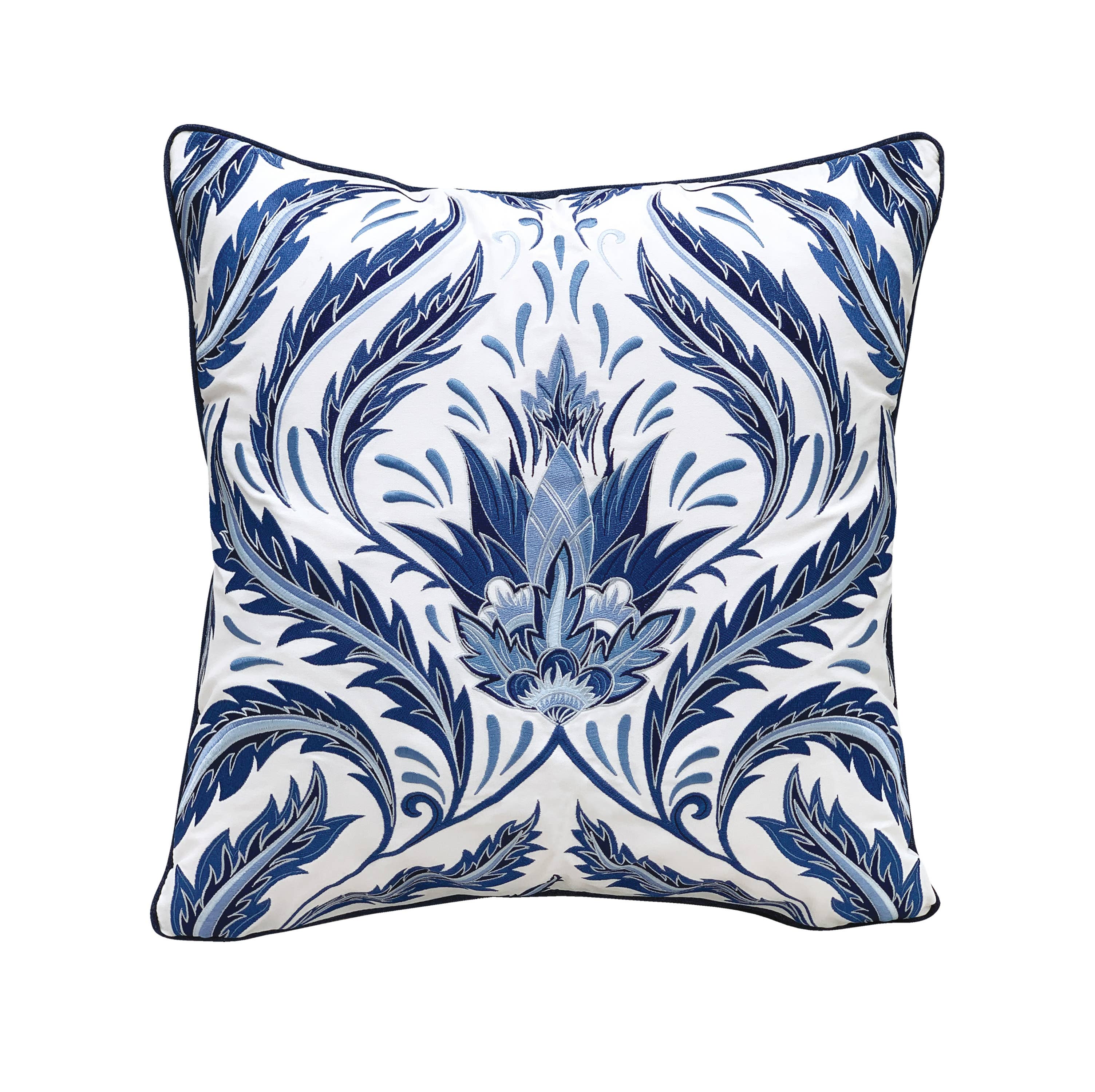 Indigo Morris Thistle Botanical Indoor/Outdoor Throw Pillow