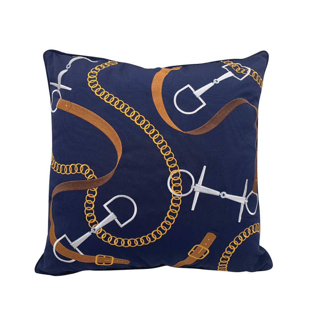 Bits & Leather Navy Indoor/Outdoor Throw Pillow