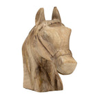 Hand-Carved Wooden Horse Head Sculpture