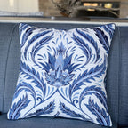 Indigo Morris Thistle Botanical Indoor/Outdoor Throw Pillow