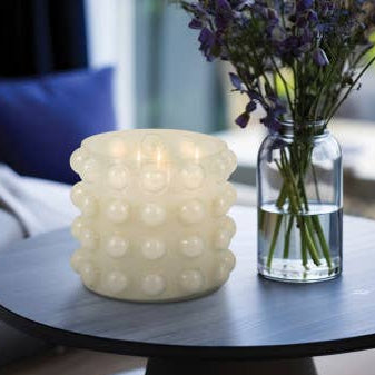 Supersized Candle & Reusable Vessel - Ivory Glass After Hours Bubble, 102 Oz