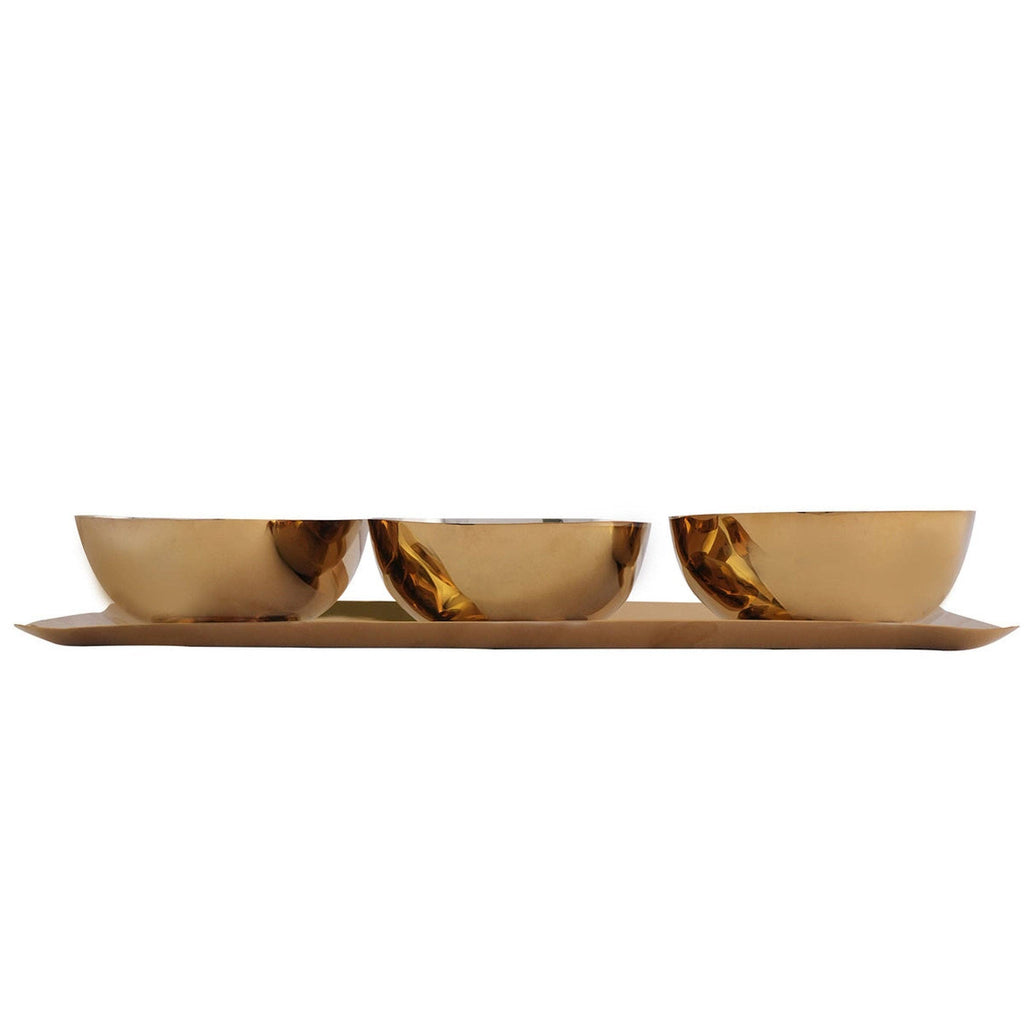 Auburn Gold Serving Tray & Appetizer Bowls