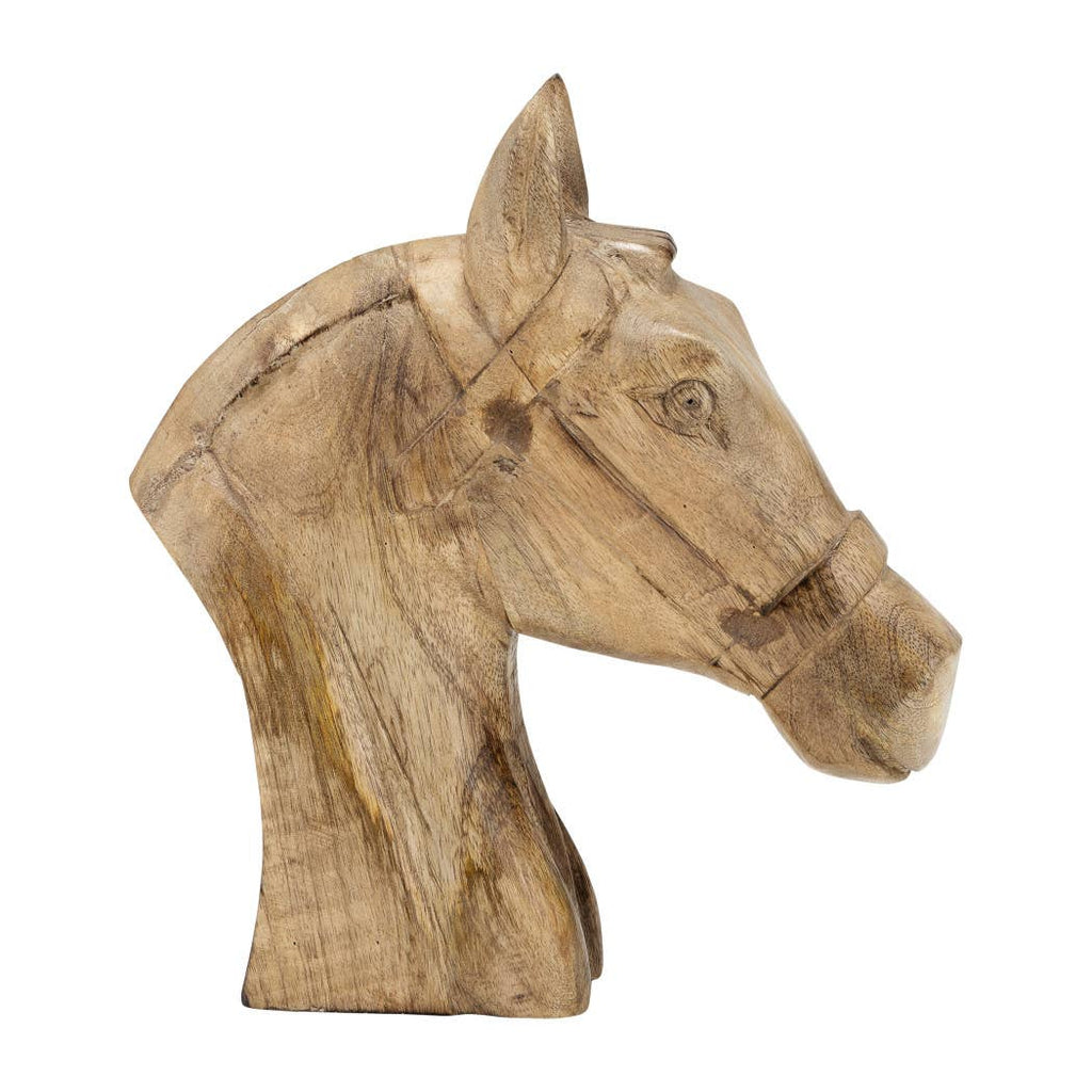 Hand-Carved Wooden Horse Head Sculpture