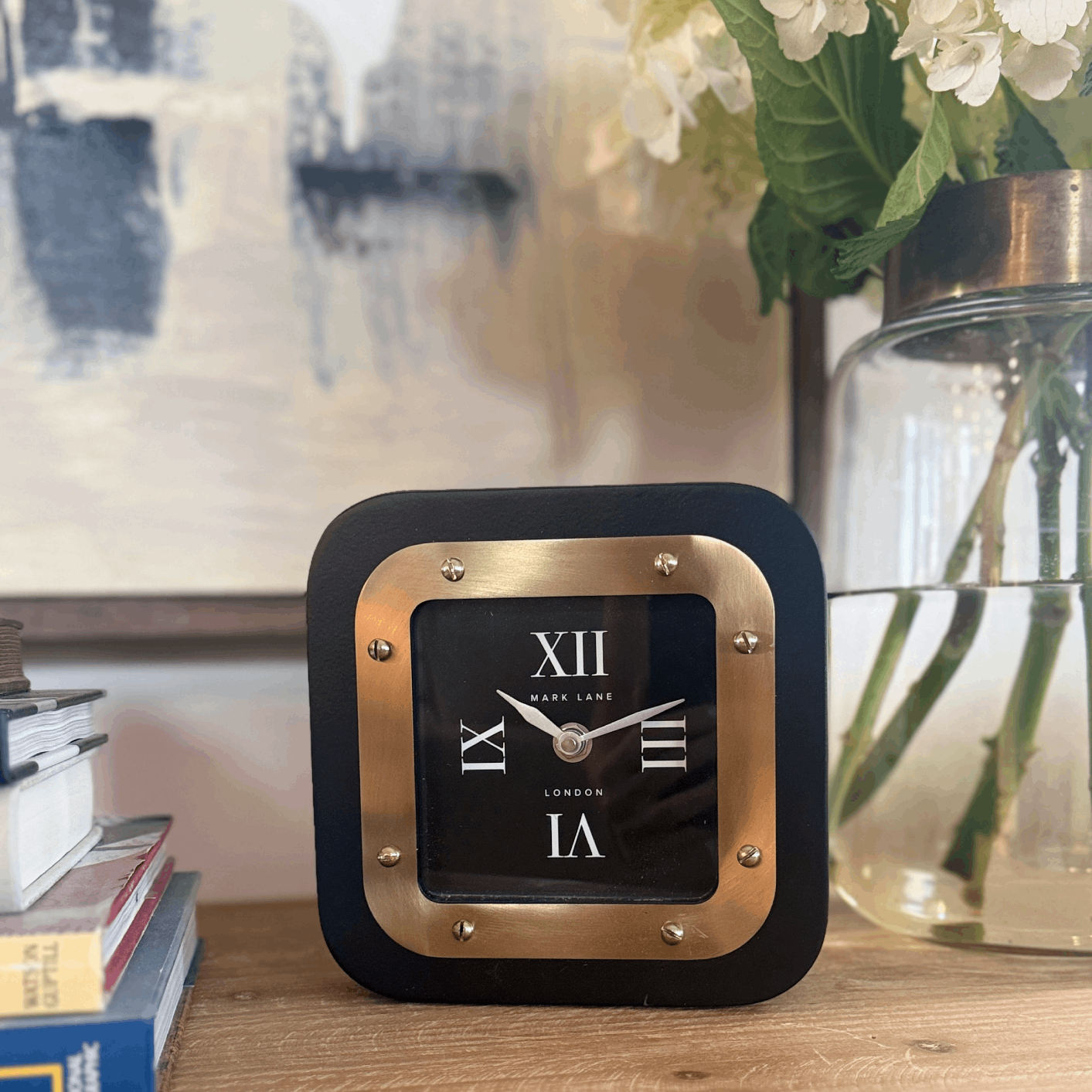Mark Lane Table Clock - Black & Gold