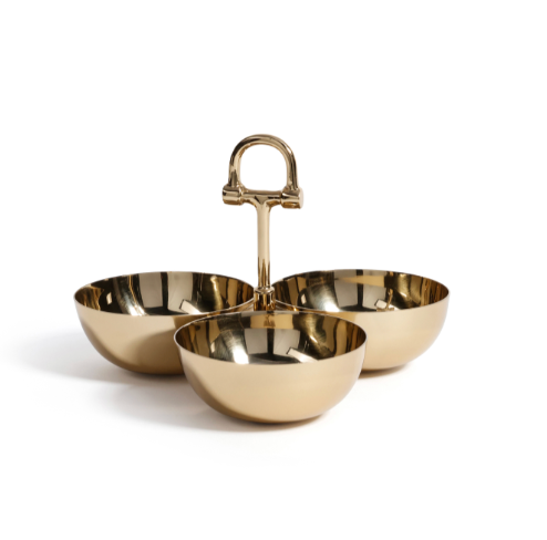 The Equestrian Trio Condiment Set, Polished Gold Main image