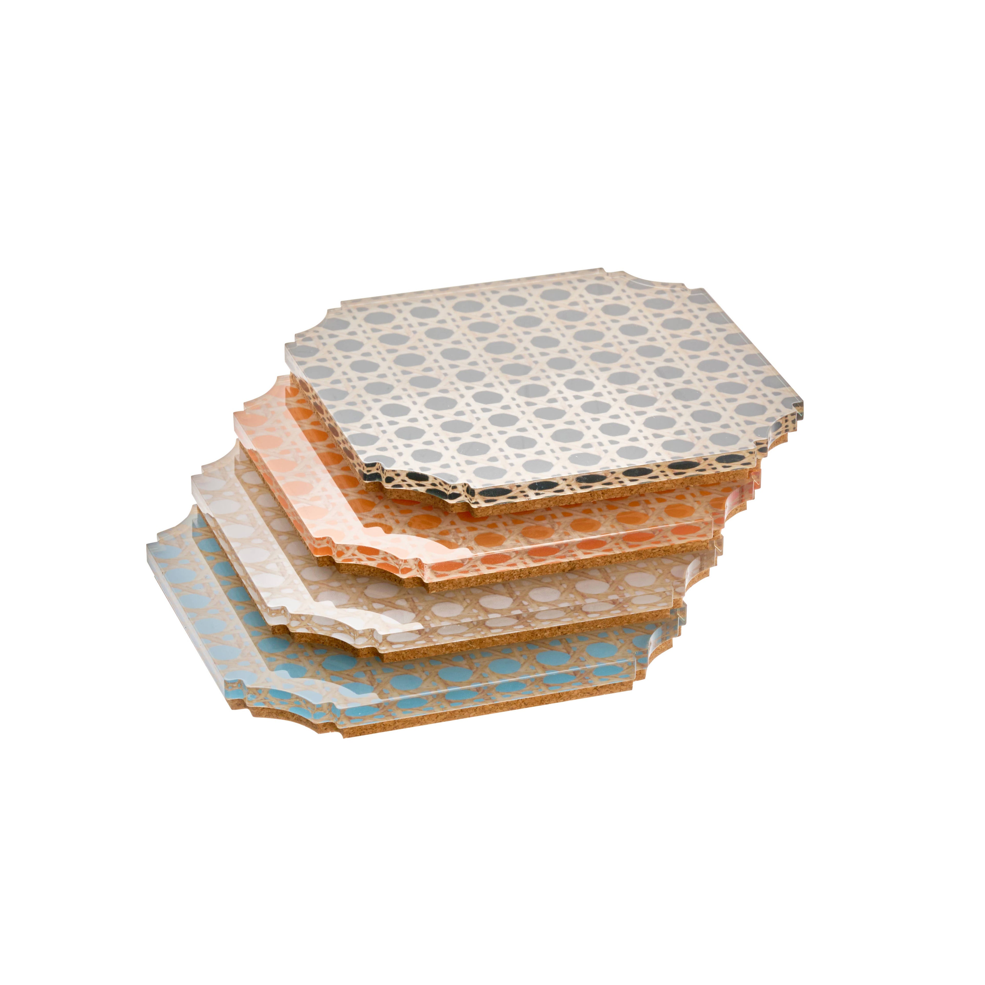 Hudson Rattan Coaster Set