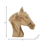 Hand-Carved Wooden Horse Head Sculpture