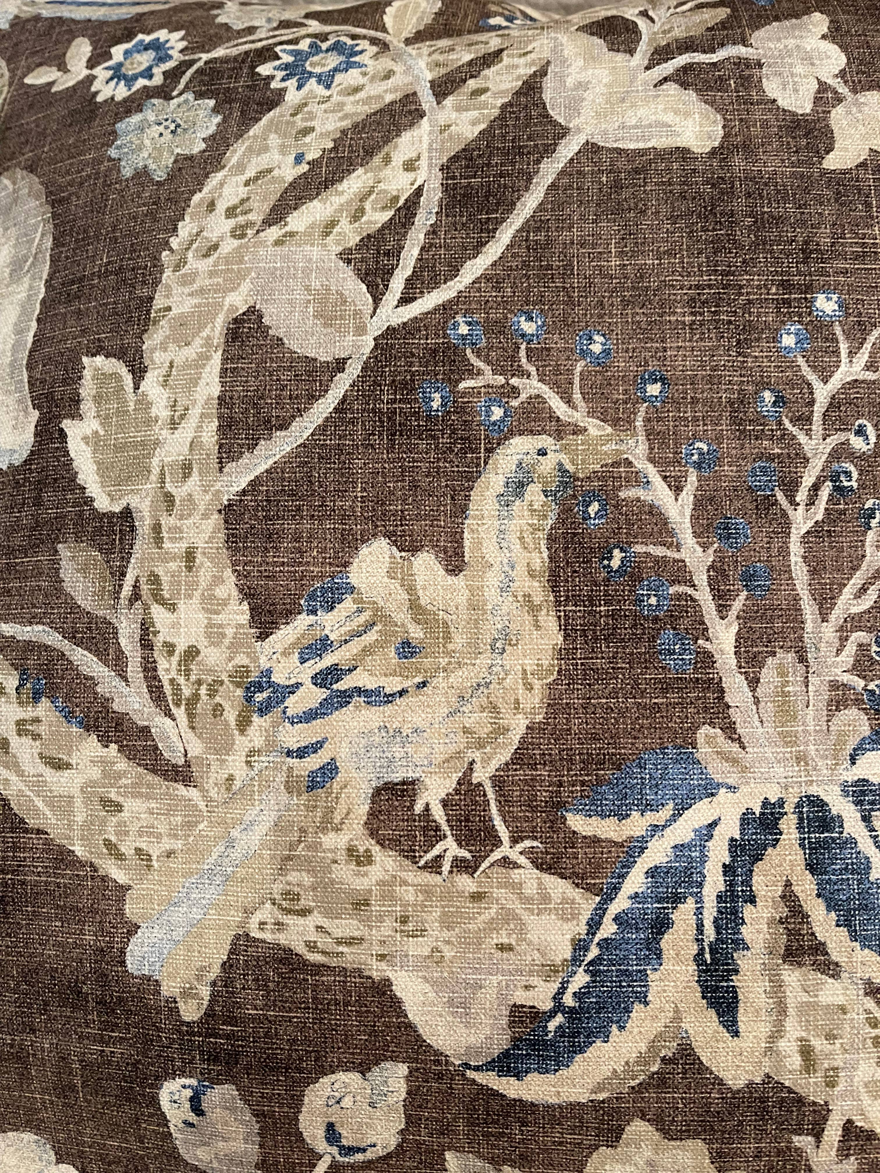 Hudson Tapestry Pillow – Chocolate & Blue