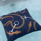 Bits & Leather Navy Indoor/Outdoor Throw Pillow