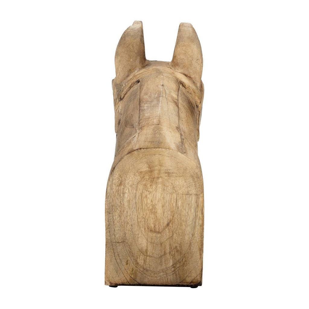 Hand-Carved Wooden Horse Head Sculpture