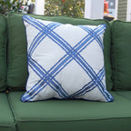 Navy & White Rope Lattice Indoor/Outdoor Throw Pillow