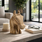 Hand-Carved Wooden Horse Head Sculpture